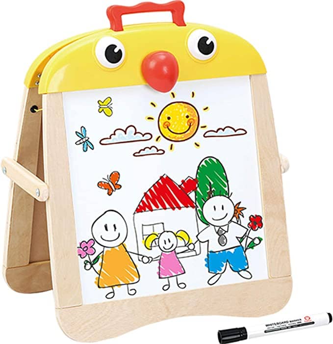 Buddy N Buddies Tabletop Easel for Kids - Art Easel for Toddler - Kids Easel Chalkboard White Board for Kids - Dry Erase Easel for Kids - Portable