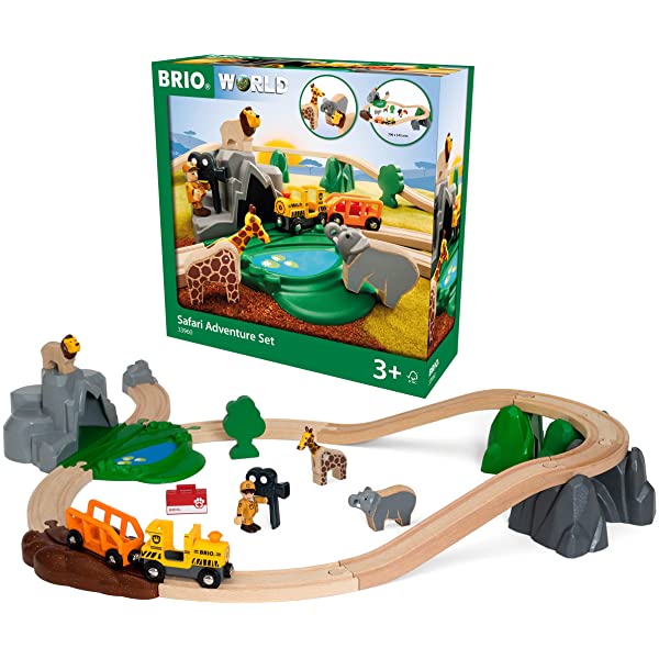 Brio World - 33720 Safari Railway Set | 17 Piece Train Toy With Accessories  And Wooden Tracks For Kids Ages 3 And Up