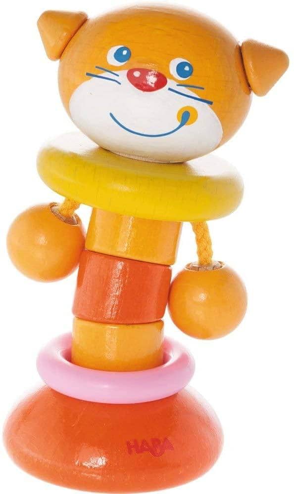 Clutching Toy Clatter Cat Wooden Rattle & Teether (Made In Germany