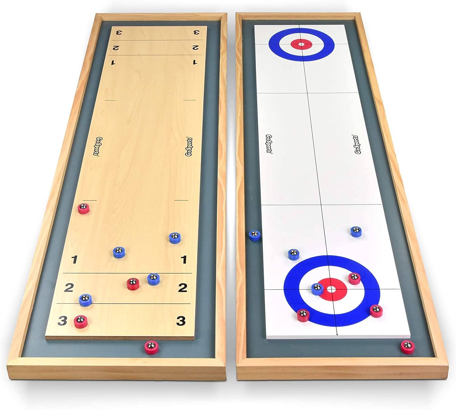 Franklin Sports 2-in-1 Shuffleboard Table and Curling Set - Portable  Tabletop Set Includes 8 Rolling