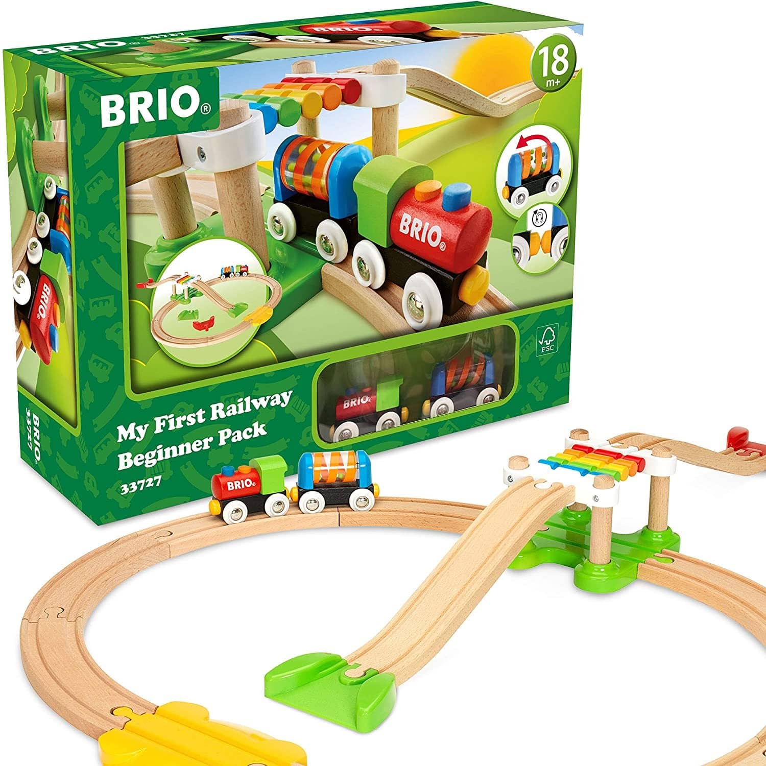Brio My First Railway – 33727 Beginner Pack | Wooden Toy Train Set For Kids  Age 18 Months And Up