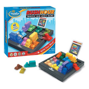 Rush Hour Logic Game Box, Game Board, and Car Pieces