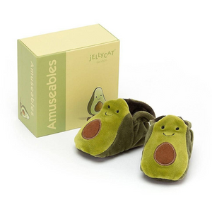 Jellycat Avocado Themed Infant Baby Booties and Box