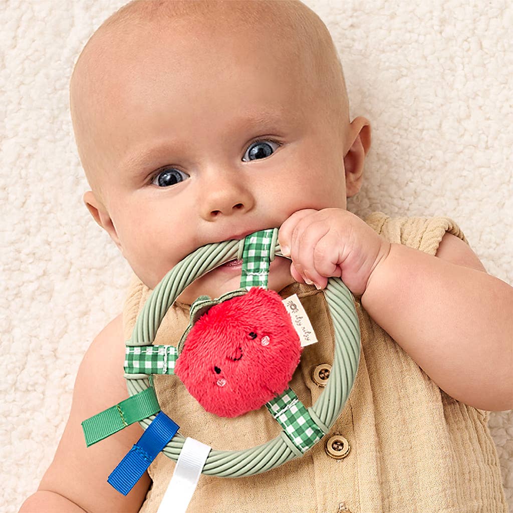 Itzy Ring Pal™ - Teething Ring with Plush Character: Red Tomato