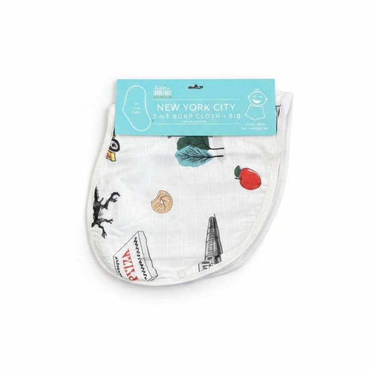 New York City Baby Burp Cloth and Bib 2 in 1  Everyday Feeding Essential