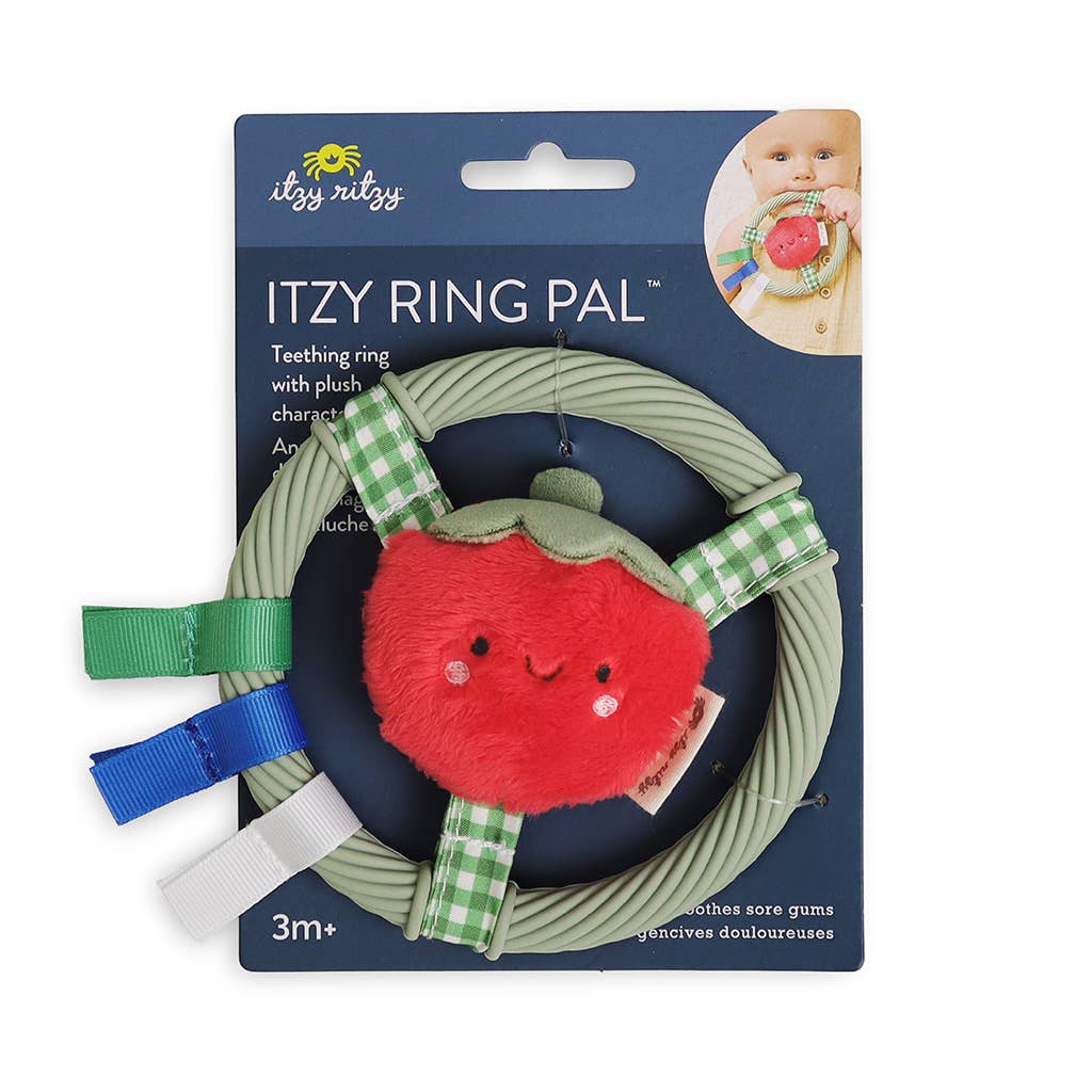 Itzy Ring Pal™ - Teething Ring with Plush Character: Red Tomato