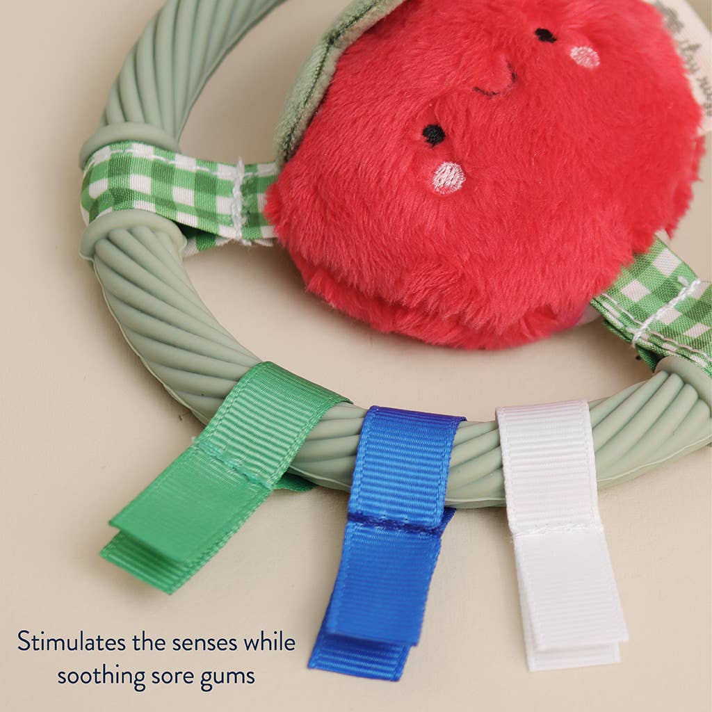 Itzy Ring Pal™ - Teething Ring with Plush Character: Red Tomato