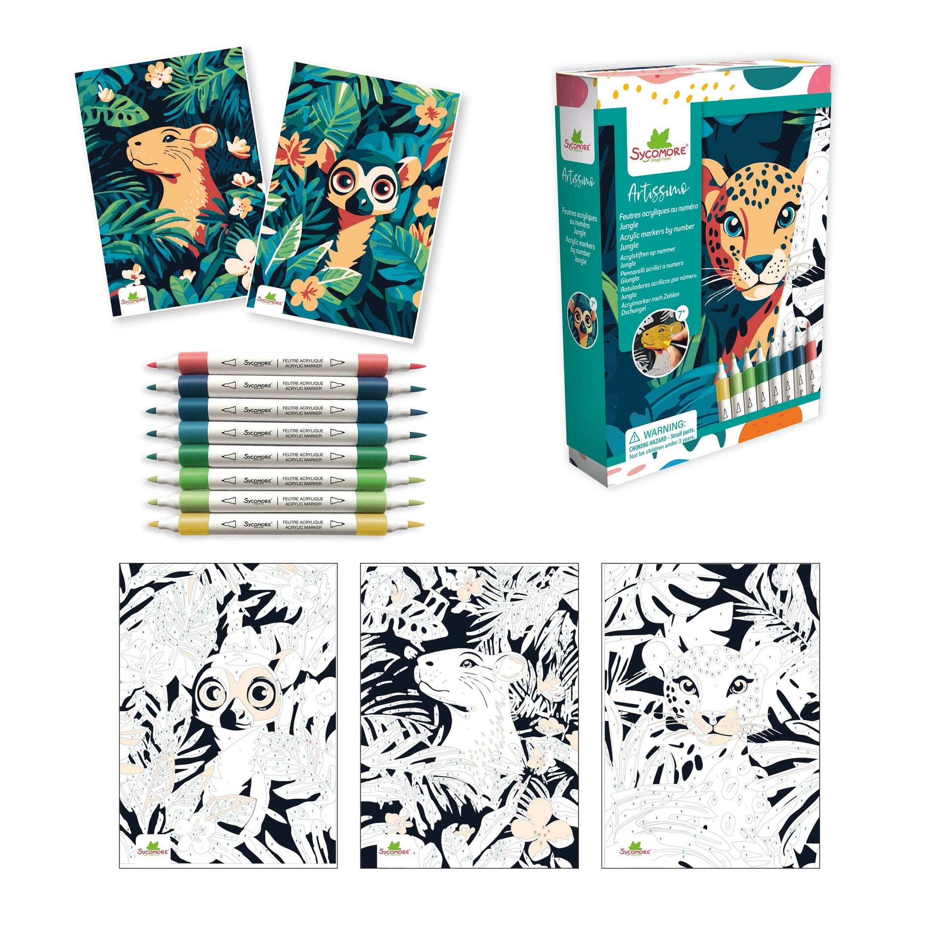 Artissimo -S Acrylic markers by numbers Jungle - 7y+