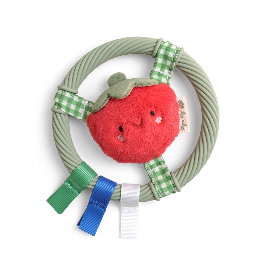 Itzy Ring Pal™ - Teething Ring with Plush Character: Red Tomato