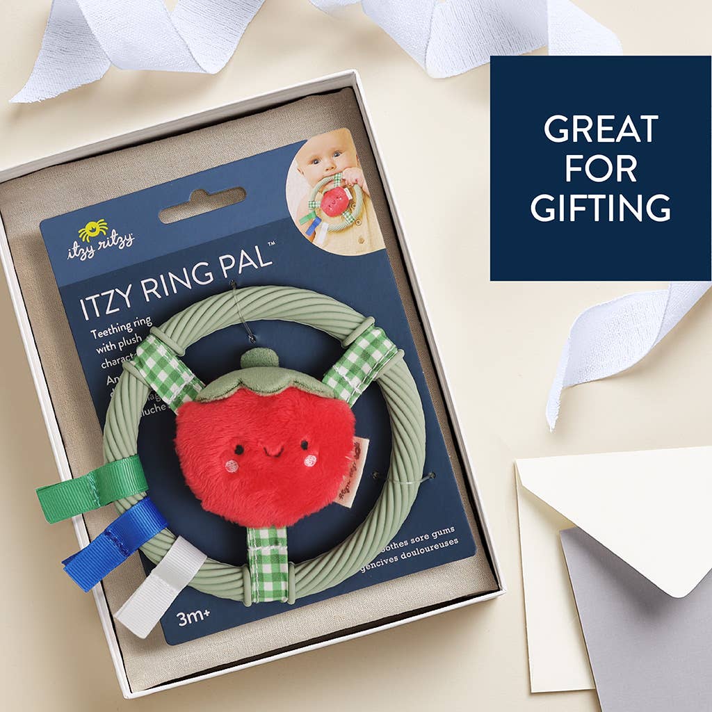 Itzy Ring Pal™ - Teething Ring with Plush Character: Red Tomato