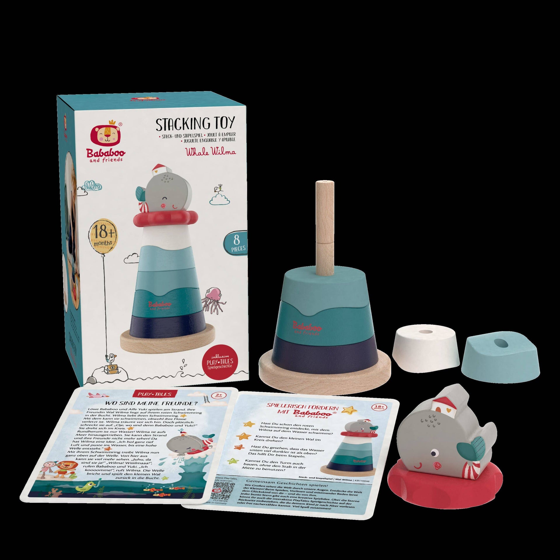 Wilma Whale Wooden Stacking Toy [18+ Months]