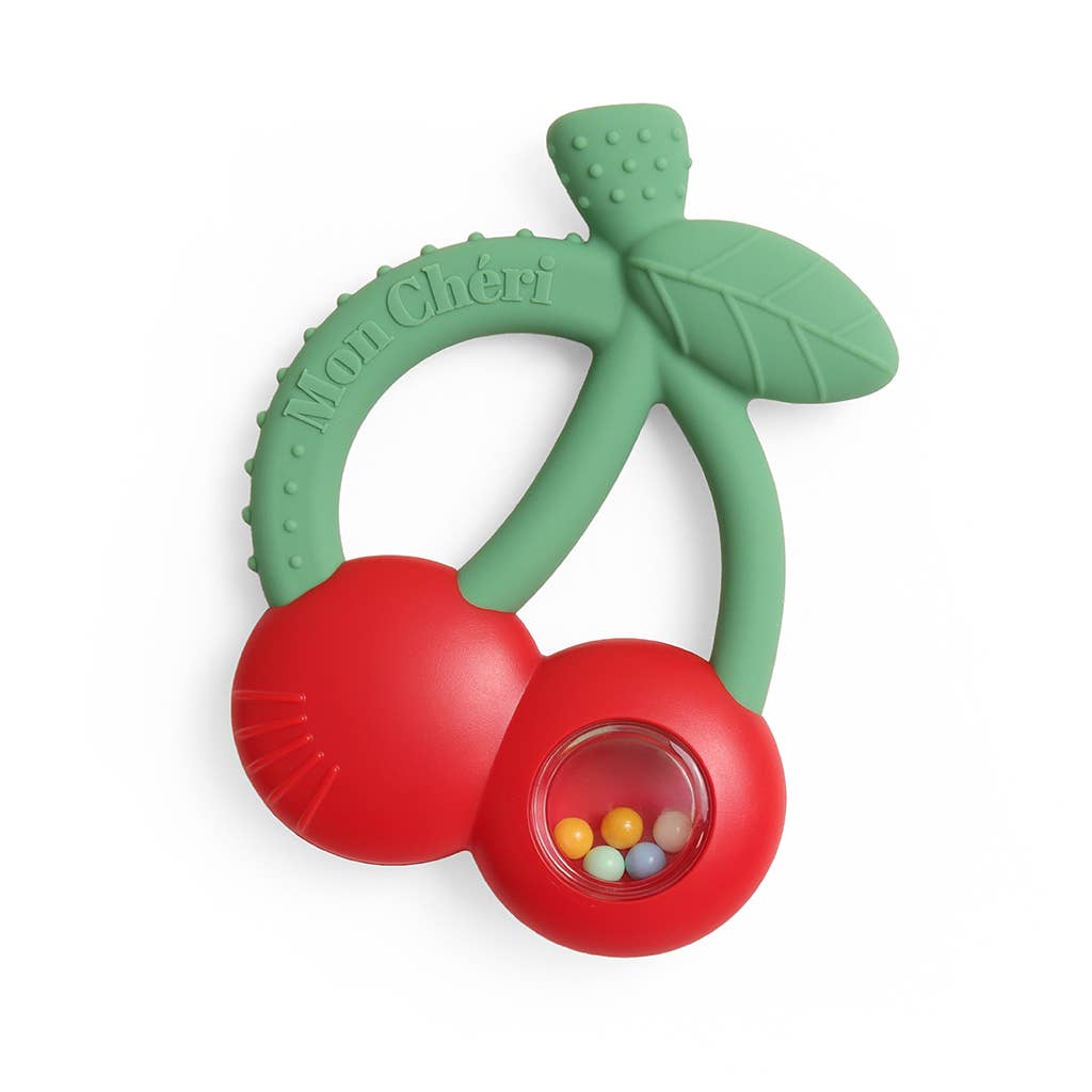 Bitzy Shake™ - Silicone Teether with Rattle: Cherries