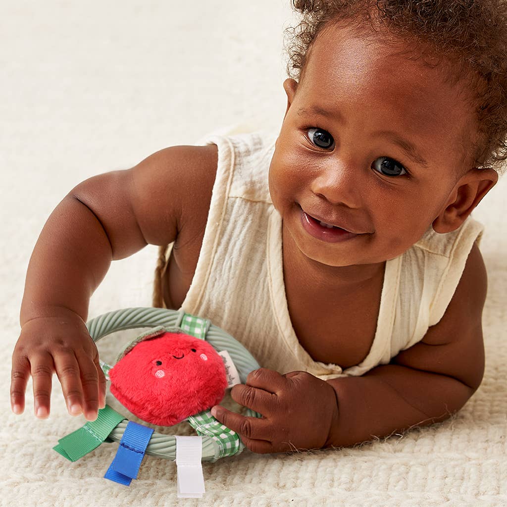 Itzy Ring Pal™ - Teething Ring with Plush Character: Red Tomato
