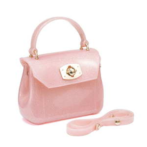 Gold Closure Pink Glitter Jelly Bag