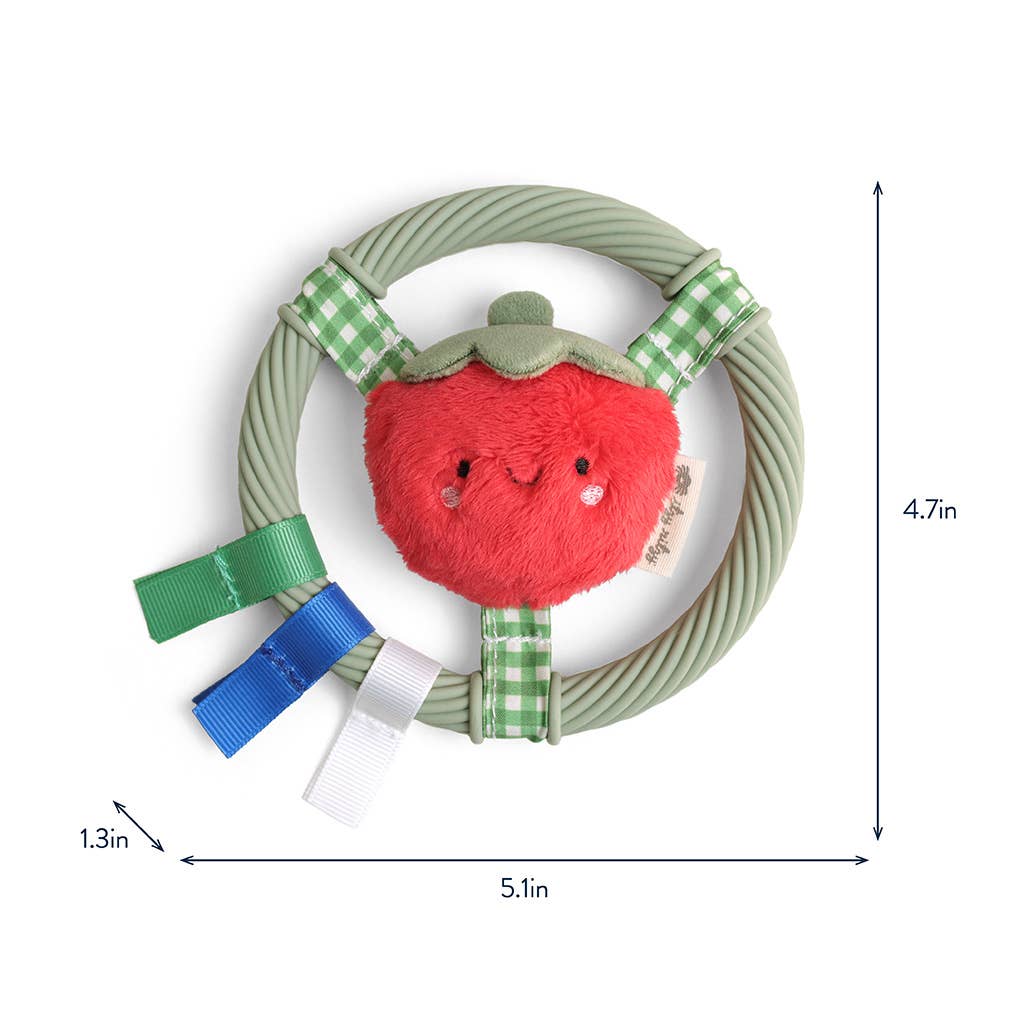 Itzy Ring Pal™ - Teething Ring with Plush Character: Red Tomato