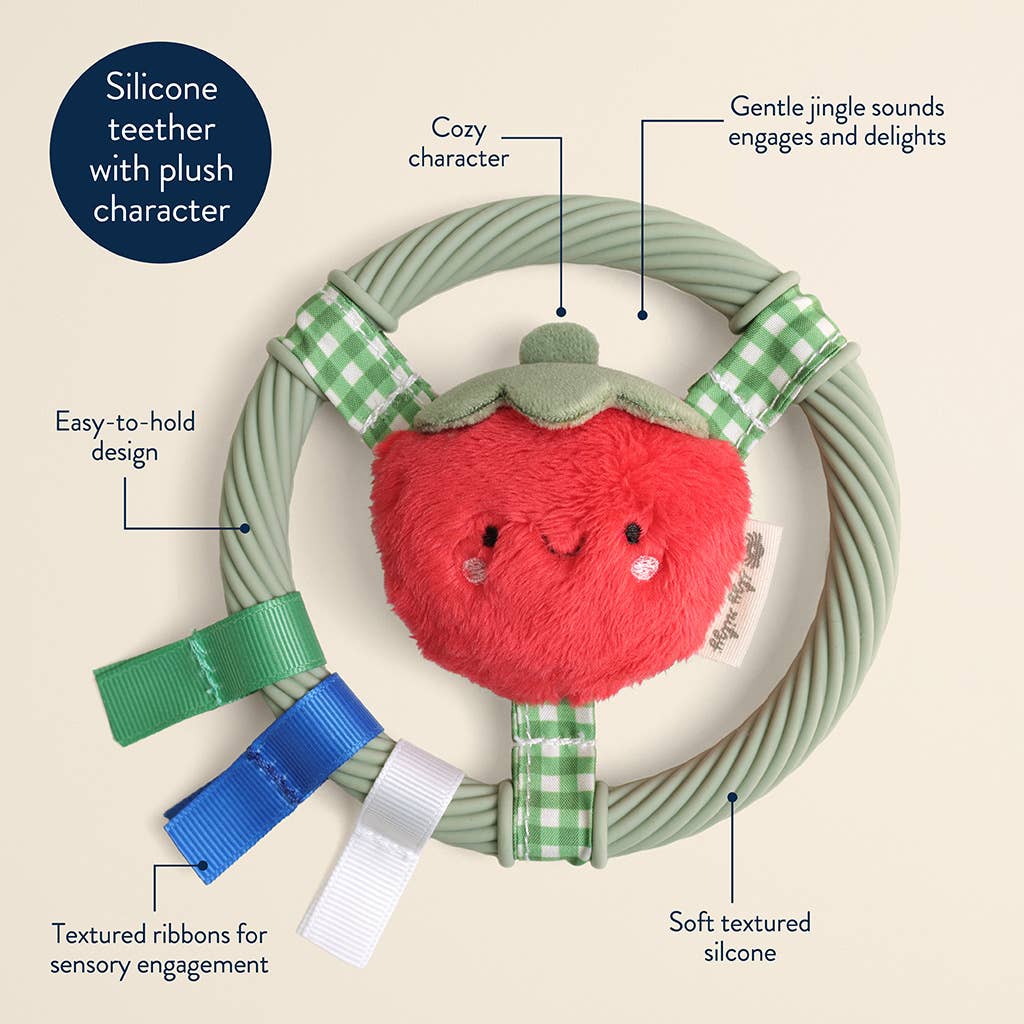 Itzy Ring Pal™ - Teething Ring with Plush Character: Red Tomato