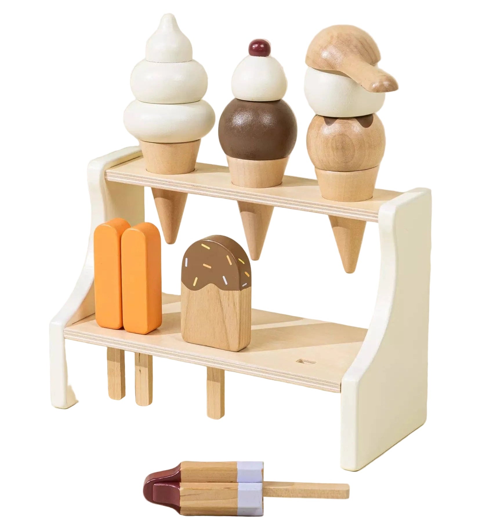 Wooden Ice Cream Stand and Accessories