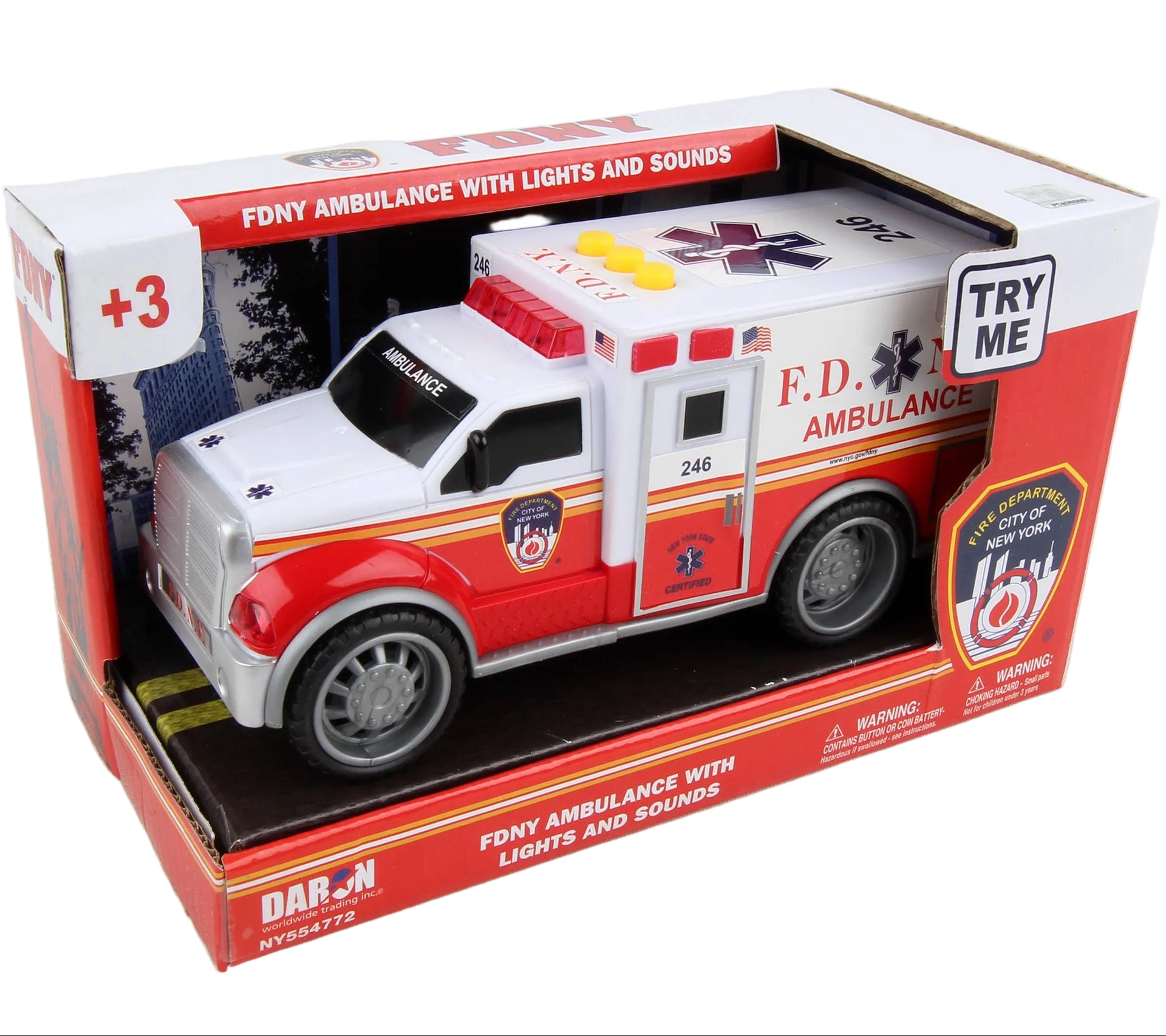 NY554772 FDNY Ambulance w/lights & sound by Daron Toys
