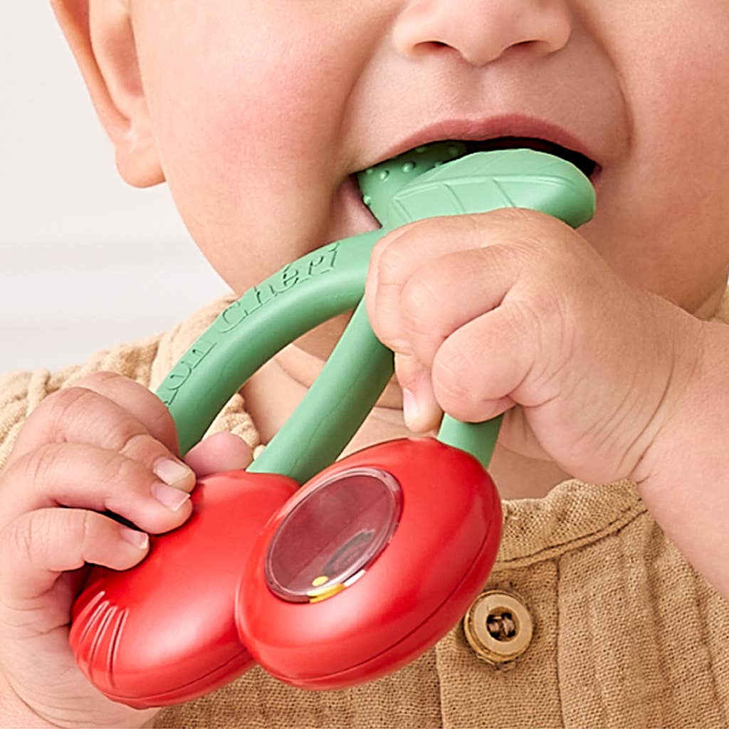 Bitzy Shake™ - Silicone Teether with Rattle: Cherries