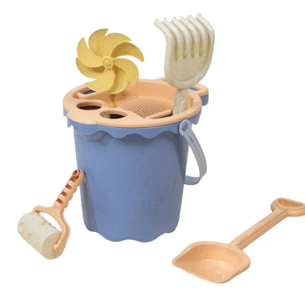 OVERSIZED 6-PIECE WHEAT STRAW SAND TOY SET BUCKET