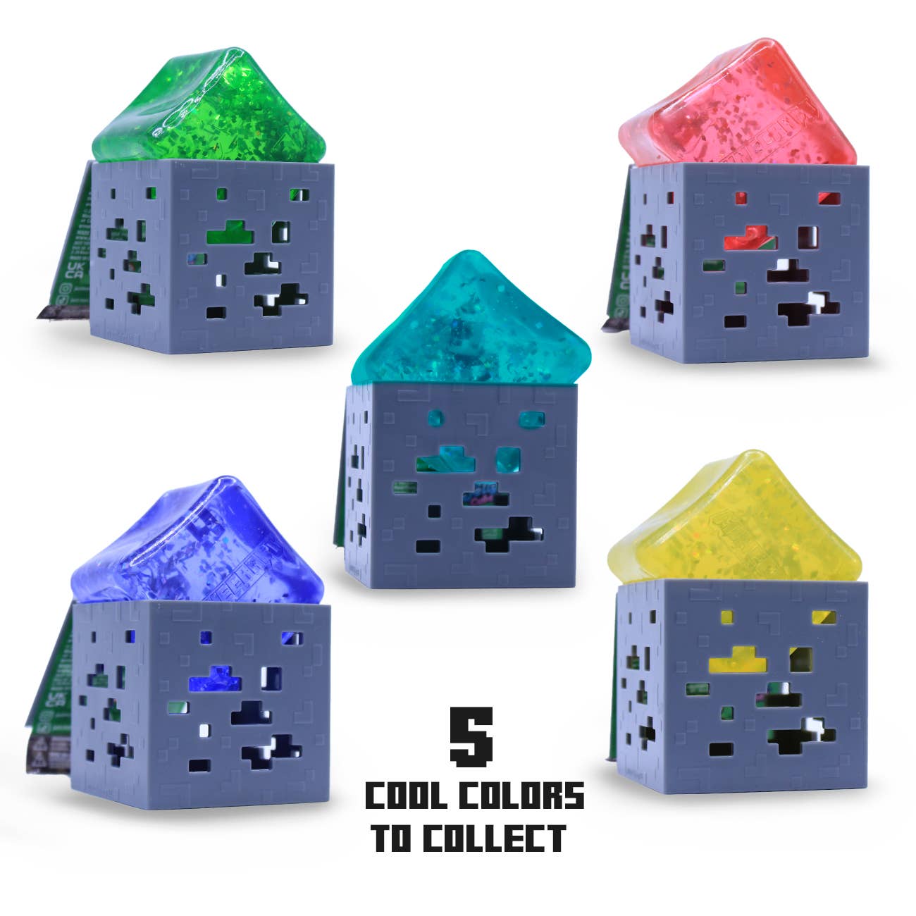 Minecraft Jelly Cube Squishy Toy Mystery Box in Display