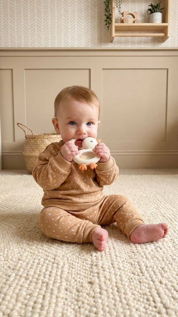 Bitzy Shake™ - Silicone Teether with Rattle: Cherries