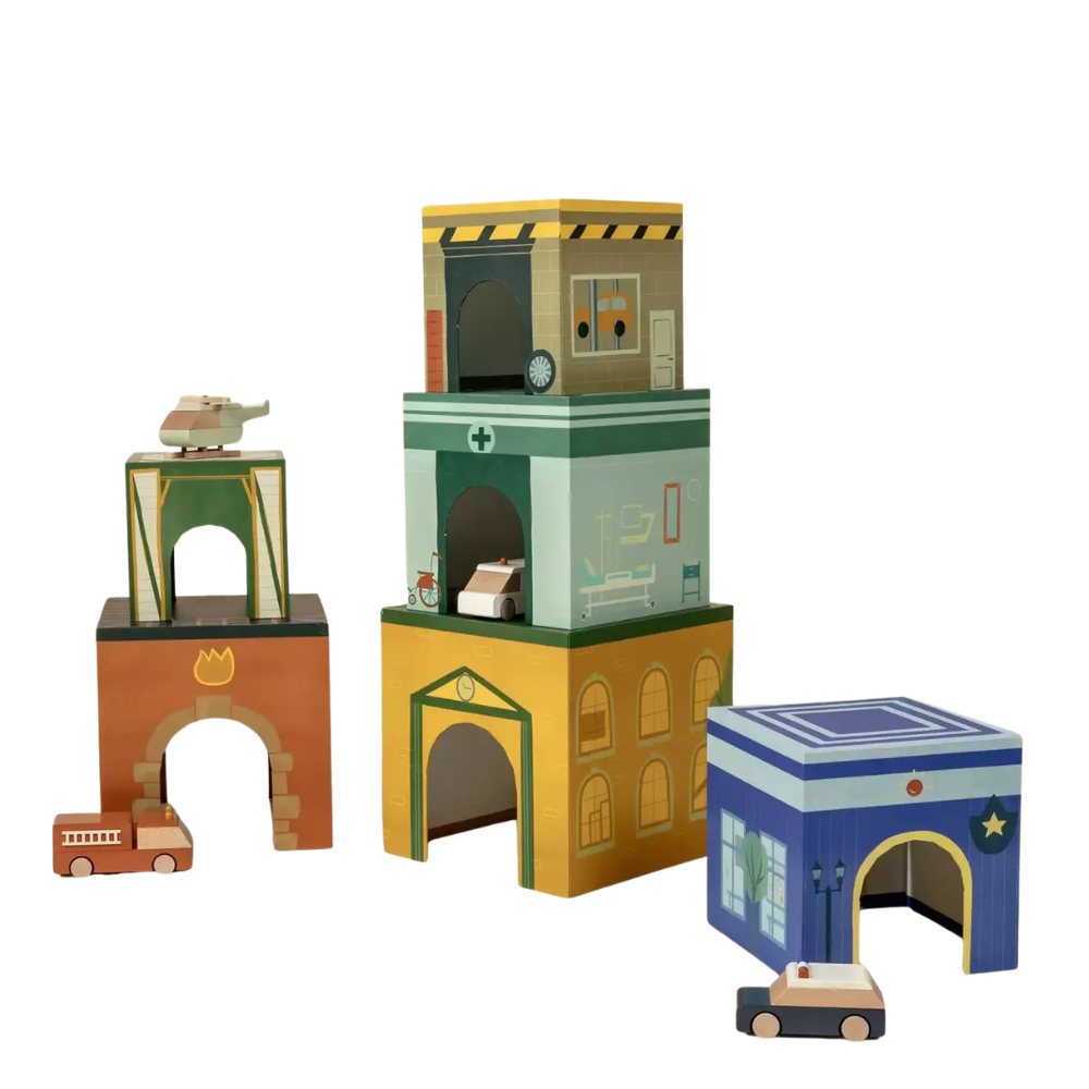 SET OF 6 OVERSIZED STACKING BOXES THE BUILDINGS