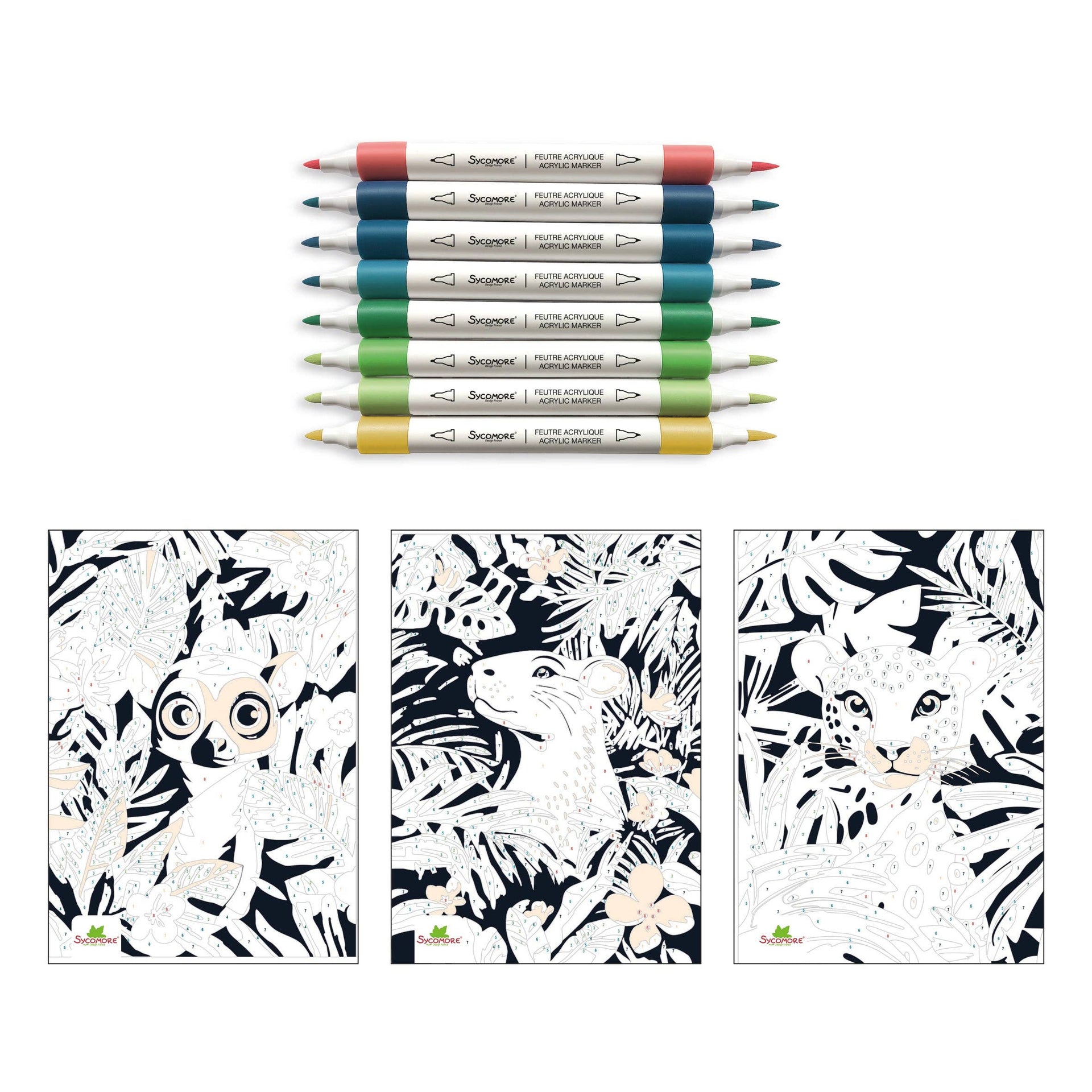 Artissimo -S Acrylic markers by numbers Jungle - 7y+