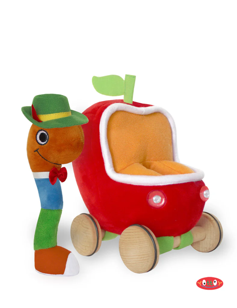 Lowly Worm Soft Toy w/ Apple car