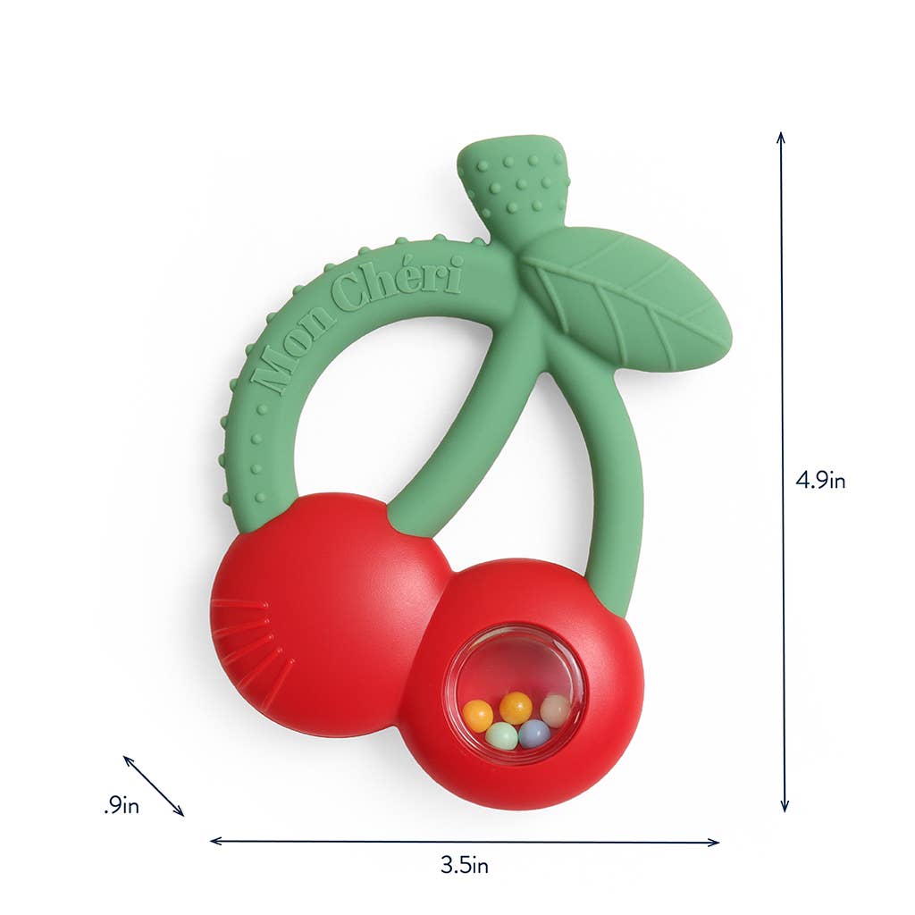 Bitzy Shake™ - Silicone Teether with Rattle: Cherries