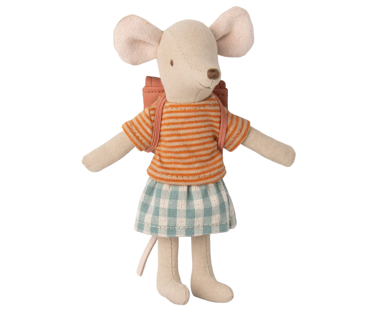 TRICYCLE MOUSE BIG SISTER WITH BAG OLD ROSE 17-3207-00