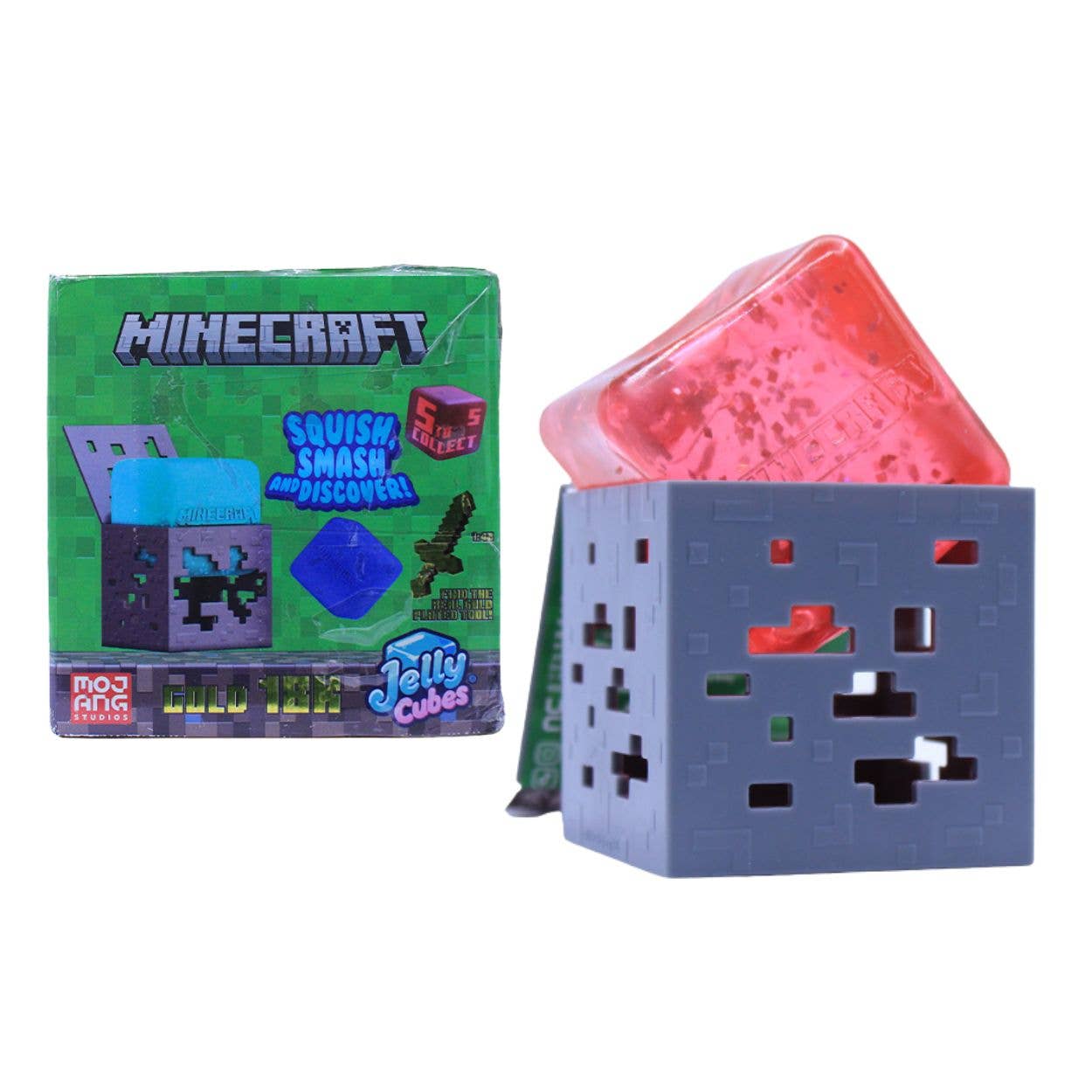 Minecraft Jelly Cube Squishy Toy Mystery Box in Display