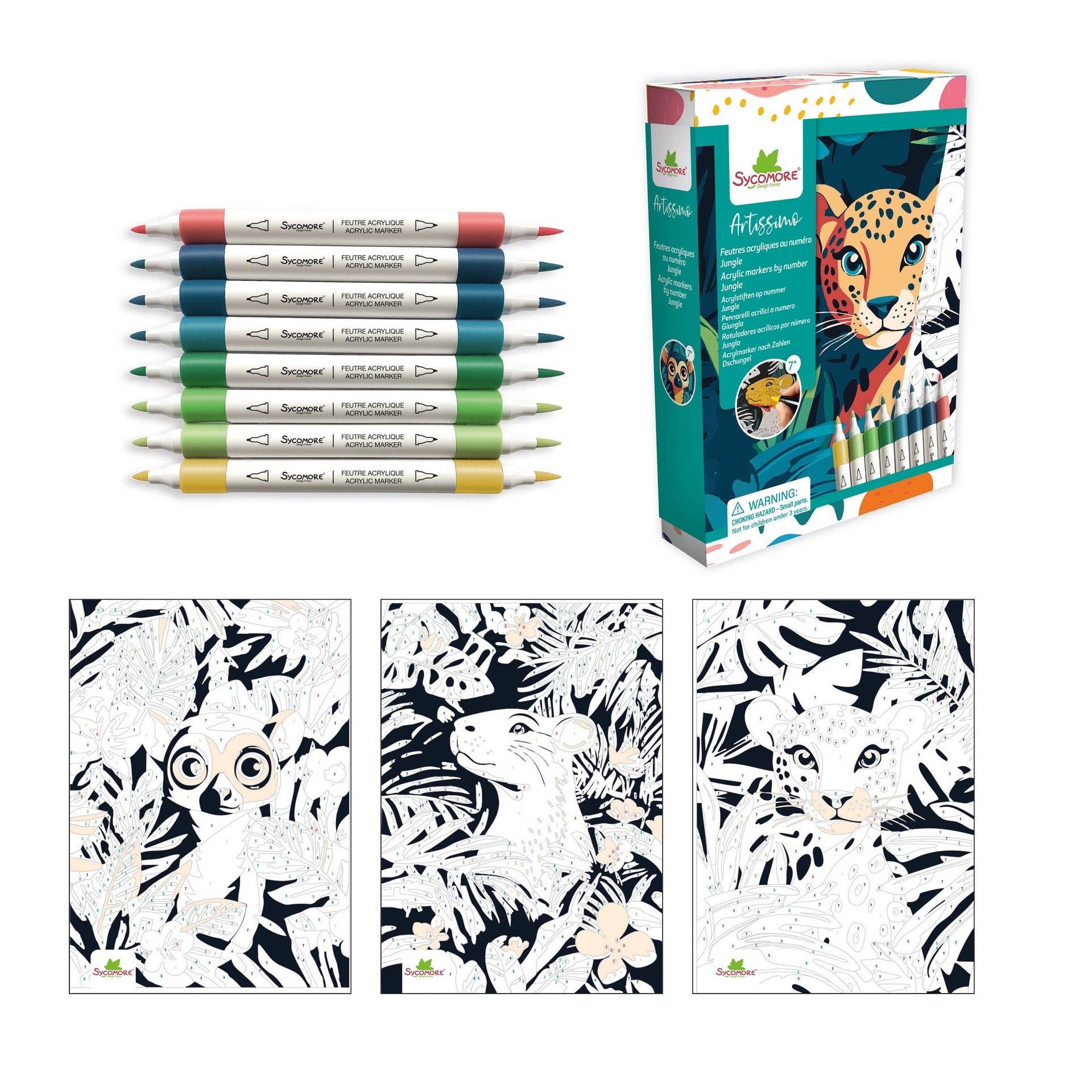 Artissimo -S Acrylic markers by numbers Jungle - 7y+