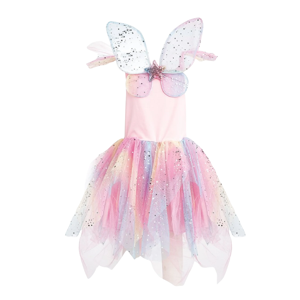 Rainbow Fairy Dress & Wings 3-4