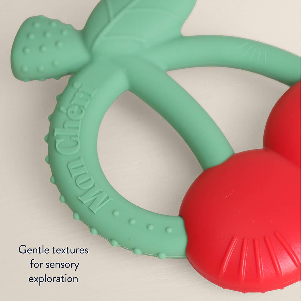 Bitzy Shake™ - Silicone Teether with Rattle: Cherries
