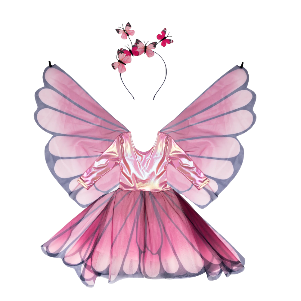 Butterfly Twirl Dress with Wings, Pink, Size 5-6