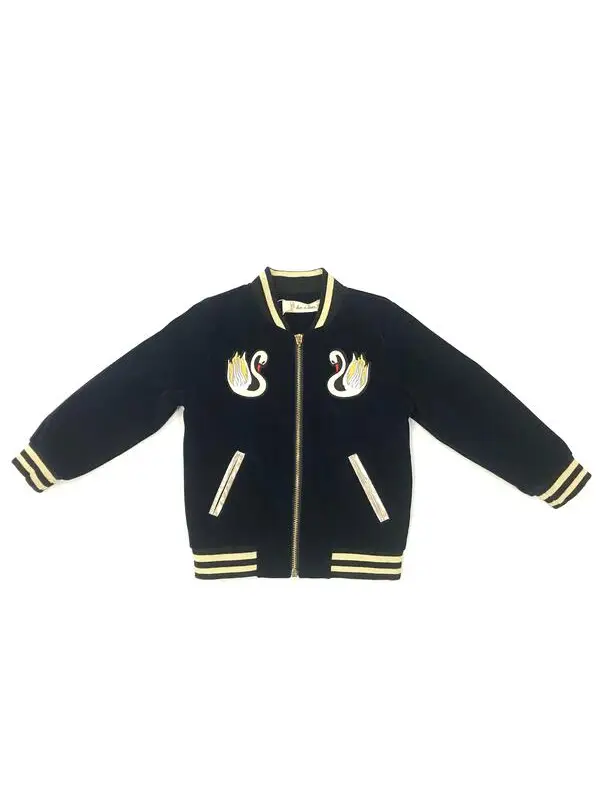 VELVET BOMBER JACKET W SWANS