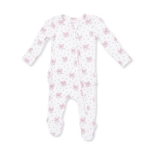 Bows and Hearts - 2 Way Ruffle Back Zipper Footie
