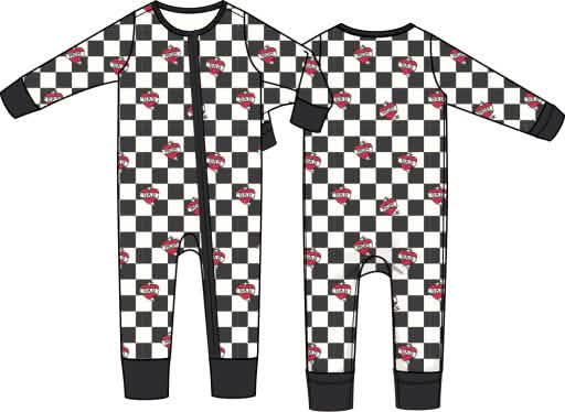 Heart Tattoo Check Black - Convertible Romper
