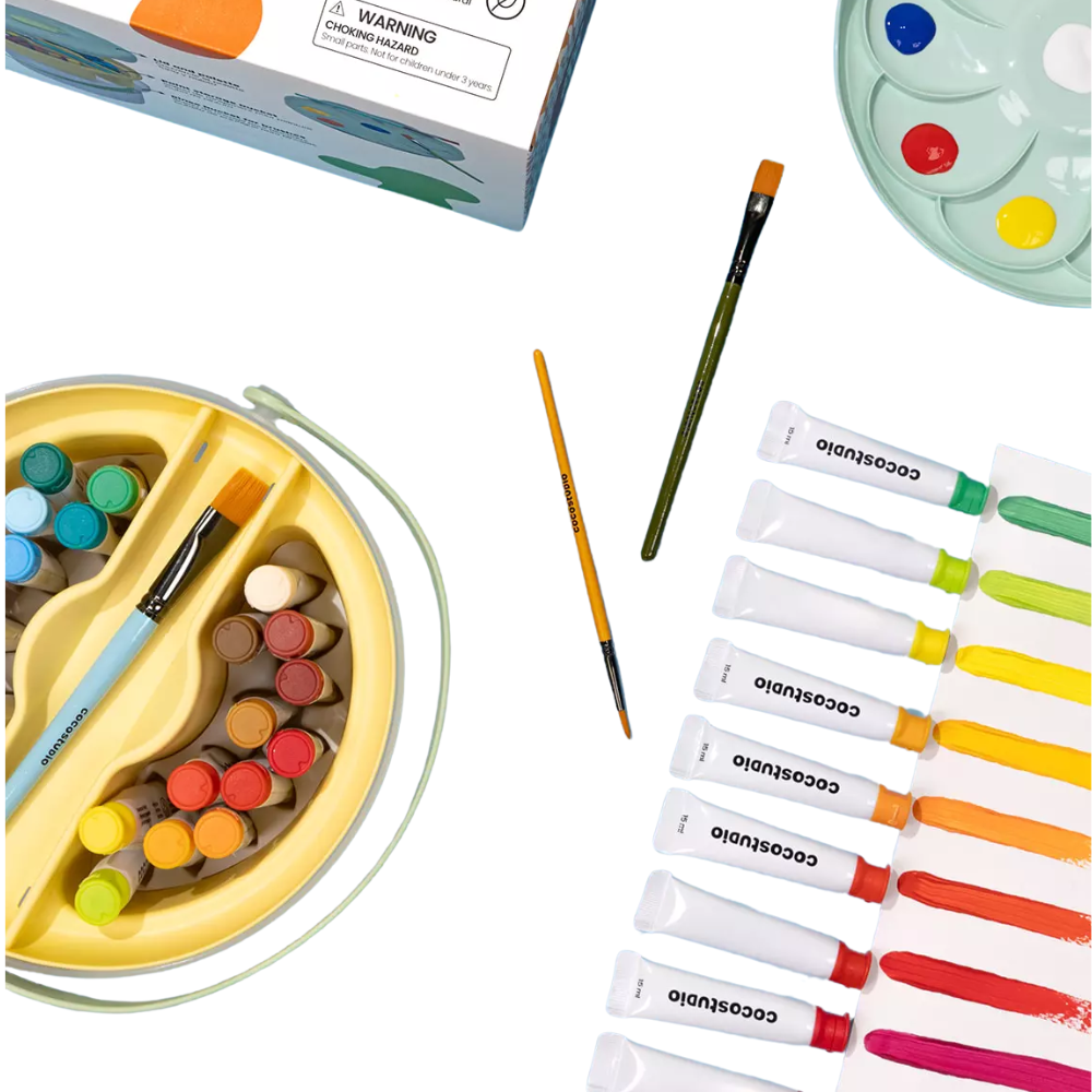 GOUACHE PAINT BUCKET & ACCESSORIES SET - 24 COLORS