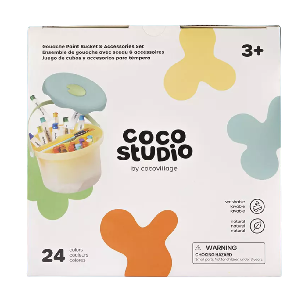 GOUACHE PAINT BUCKET & ACCESSORIES SET - 24 COLORS