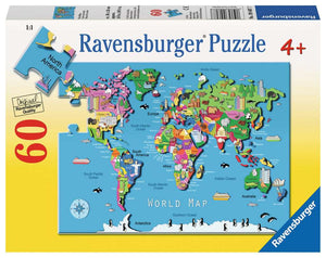 Ravensburger 09607: World Map (60 Piece Puzzle For Kids)-Kidding Around NYC