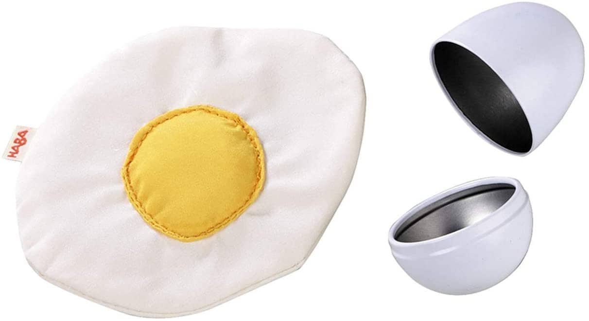 Biofino Soft Fabric Fried Egg In Metal Shell Washable Plush Play Food-Kidding Around NYC