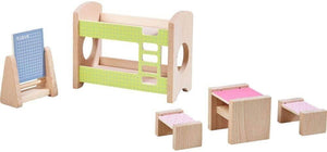Little Friends Kids Room - Dollhouse Furniture For 4" Bendy Dolls With Bunk Bed, Table, Stools & Blackboard-Kidding Around NYC