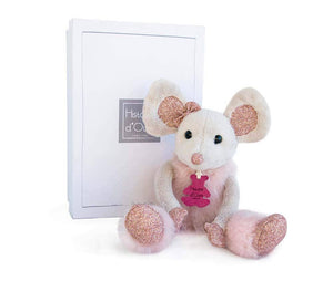 Doudou Et Compagnie Histoire DOurs Plush Stuffed Pink Glitter Mouse With Gift Box 9.8"-Kidding Around NYC