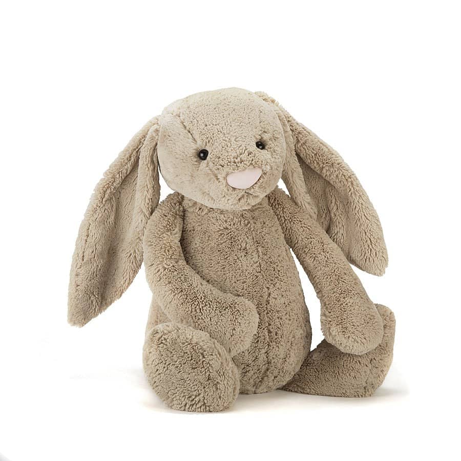  Doudou et Compagnie - DC2122 - White Soft & Flat Plush Bunny  with Pink Accents : Toys & Games