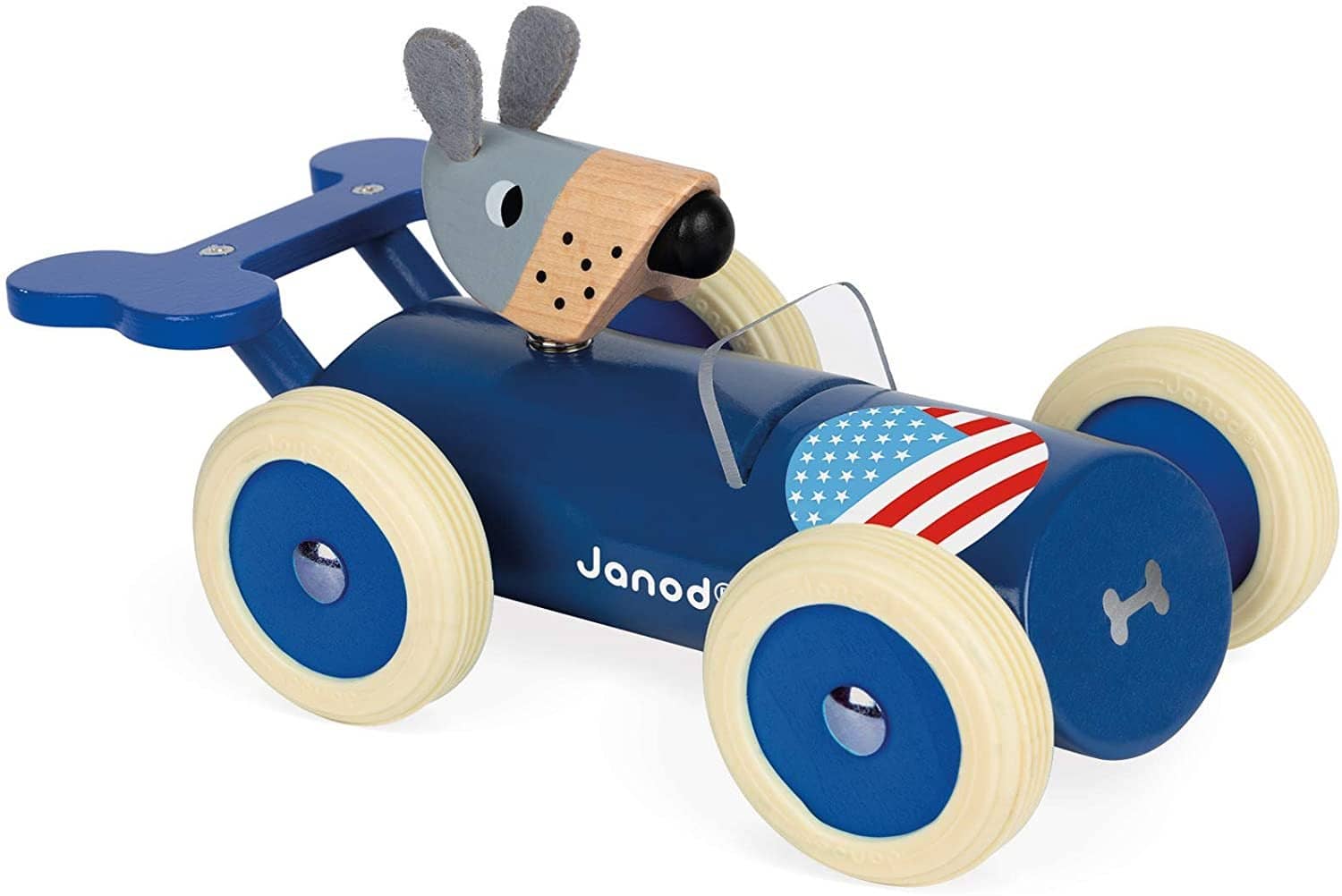 Janod Spirit Solid Cherry Wood Car Push Toy-Kidding Around NYC