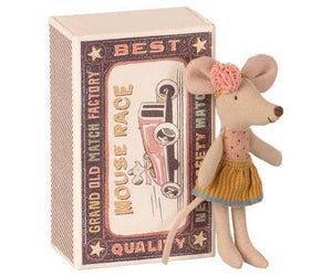 Little Sister Mouse in Matchbox (Pink Headband)