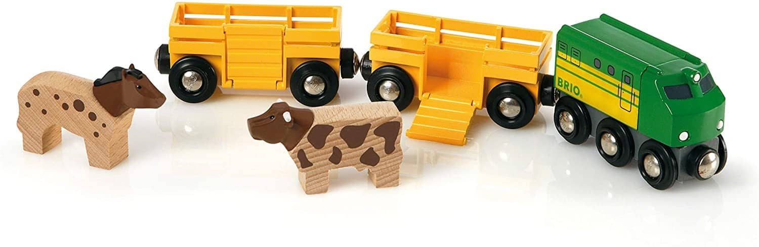 Brio World 33404 - Farm Train - 5 Piece Wooden Toy Train Set For Kids Age 3 And Up-Kidding Around NYC