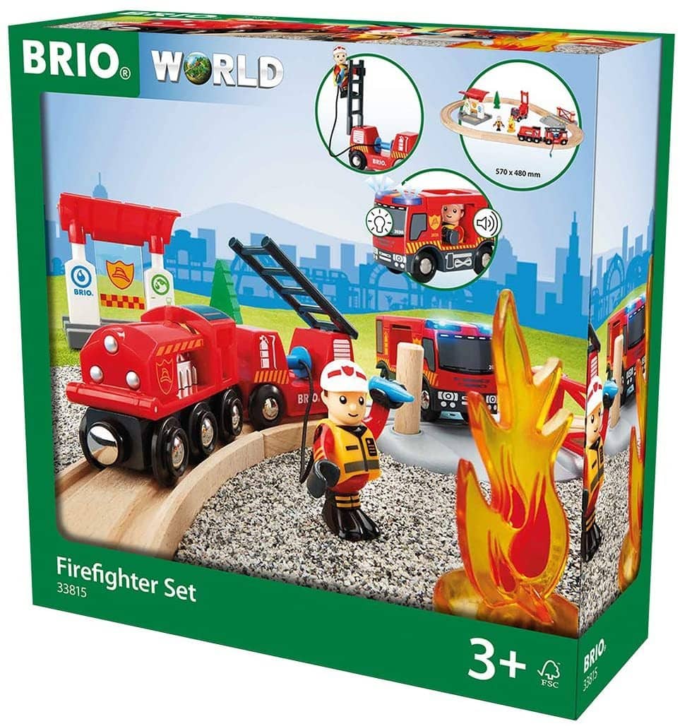 Brio 33815 Rescue Firefighter Set | 18 Piece Train Toy With A Fire Truck, Accessories And Wooden Tracks For Ages 3 And Up-Kidding Around NYC